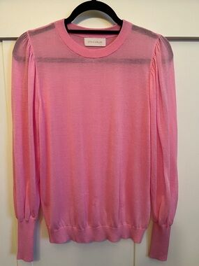 STORM & MARIE PINK CREW PUFF SLEEVE SWEATER S